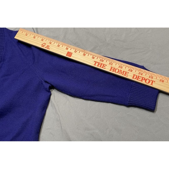Banana Republic Womens Sweater Medium Purple Merino Wool Blend 3/4 Sleeve Soft - Picture 4 of 8